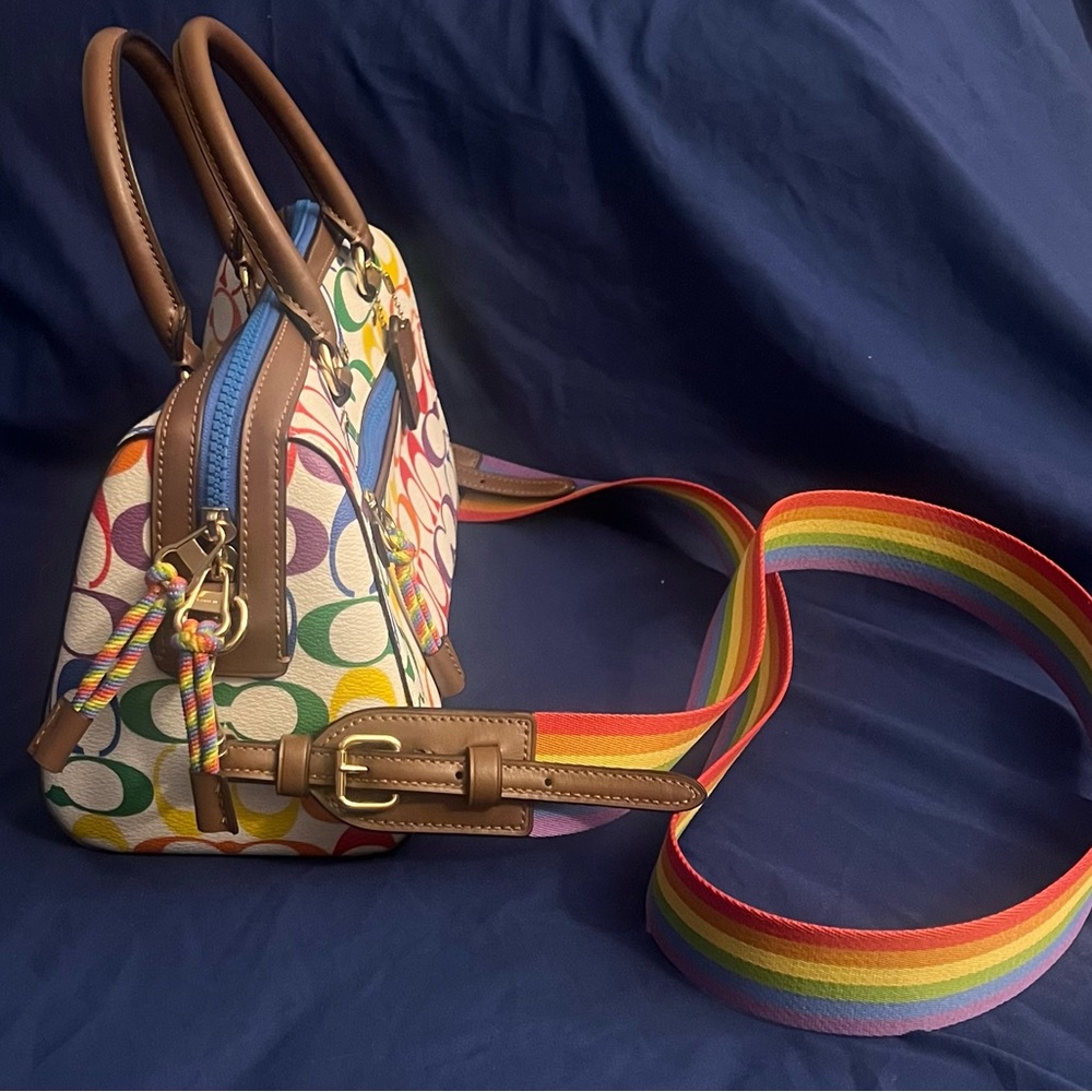 Coach Pride Rainbow Rowan Satchel with Rainbow Strap - Picture 3 of 8